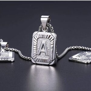 22” Men’s Silver Initial Letter Necklace